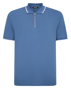 Bigdude Zipped Polo Shirt Blue Tall